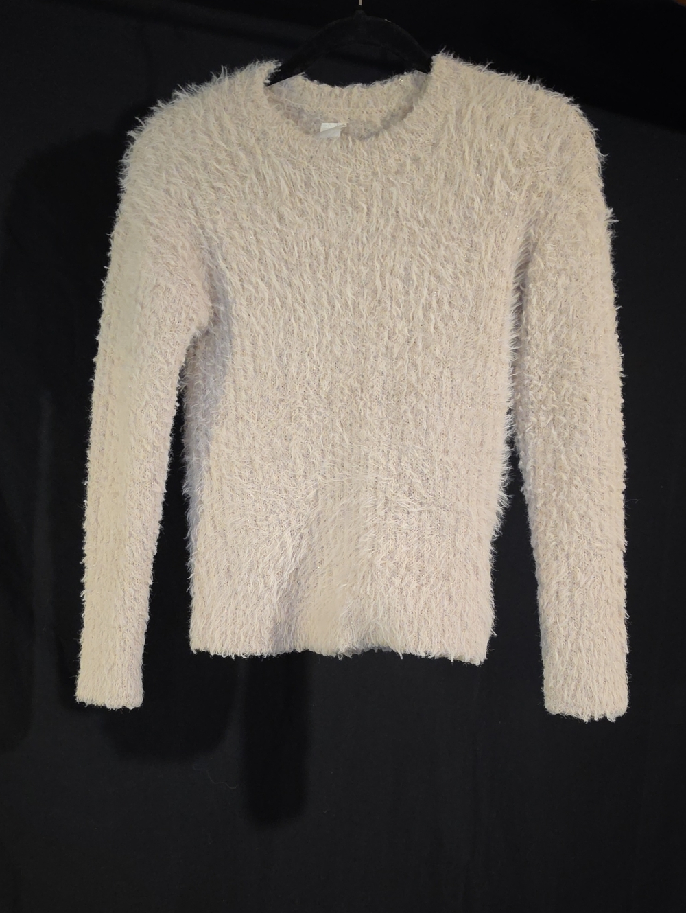 Maurices Cream Fuzzy Crewneck Sweater